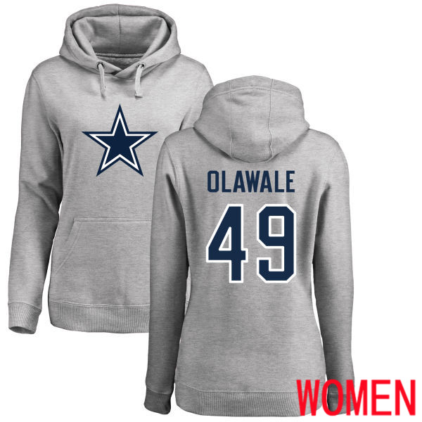 Women Dallas Cowboys Ash Jamize Olawale Name and Number Logo 49 Pullover NFL Hoodie Sweatshirts